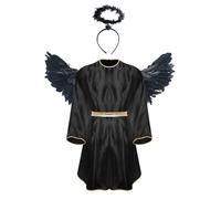 Yruioon Costume Angelo Uomo Costume Dio Greco Toga Con Ali Dangelo E Aureola Halloween Carnevale Nero L