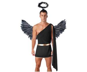 Yruioon Costume Angelo Uomo Vestito Angelo Natale Toga Costume Dio Greco | Costume Dio Greco Una Spalla Con Ali Dangelo E Aureola Outfit Party Halloween Carnevale E Fasching