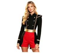 Yruioon Costume Circo Donna Uniforme Del Direttore Circo Abito Maniche Lunghe Abito Ballo Il Direttore Del Nero M