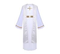 Yruioon Costume da Gesù per bambini, da Dio greco, costume da presepe Toga, per Halloween, Natale, carnevale, feste, colore bianco 122-128