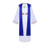 Yruioon Costume da Gesù per bambini da ragazzo con Dio greco Costume presepe Toga Vestita Halloween Natale Carnevale Party Abiti Royal Blue 110-116