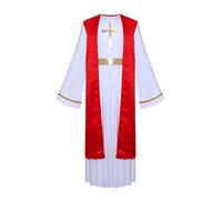 Yruioon Costume da Gesù per bambini da ragazzo con Dio greco Costume presepe Toga Vestita Halloween Natale Carnevale Party outfit rosso 110-116