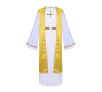 Yruioon Costume da Gesù per bambini da ragazzo con Dio greco Costume presepe Toga Vestita Halloween Natale Carnevale Party Abbigliamento giallo chiaro 110-116