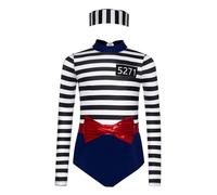 Yruioon Costume da prigioniero da ragazza, con cappuccio, per Halloween, carnevale, feste, blu marino, 110-116