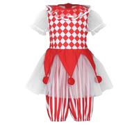 Yruioon Costume Pagliaccio Bimbi E Bambine Costume Arlecchino Overall Quadri Salopette Con Roce Eccessori Pagliaccio Outfits Halloween Carnevale E Fasching Rosso Bianco 3-6 mesi