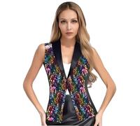 Yruioon Dame Weste Con Paillettes Giacca Di Glitter Mantello Blazer Per Il Festival Outfit Per Capodanno