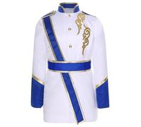 Yruioon Giacca da circo per bambini e bambine, direttore del circo, uniforme, giacca e cintura, Halloween, carnevale, costume da danza, blu reale 170