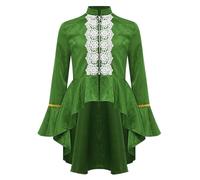 Yruioon Giacca da ragazza medievale vittoriana rinascimentale gotica, giacca da pirata, per Halloween, carnevale, verde, 110-116