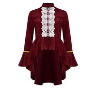 Yruioon Giacca da ragazza medievale vittoriana rinascimentale gotica, giacca da pirata, per Halloween, carnevale, rosso mattone, 110 cm-116 cm