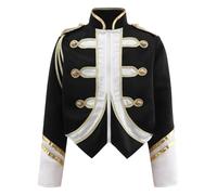 Yruioon Jacket Da Circo Per Bambini Uniforme Di Direttore Di Circo Per Bambini Giacca A Maniche Lunghe Per Trombettiere Blazer Mantello Per Halloween Carnevale Nero 7-8 anni