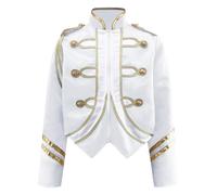 Yruioon Jacket Da Circo Per Bambini Uniforme Di Direttore Di Circo Per Bambini Giacca A Maniche Lunghe Per Trombettiere Blazer Mantello Per Halloween Carnevale Bianco 5-6 anni