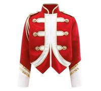Yruioon Jacket Da Circo Per Bambini Uniforme Di Direttore Di Circo Per Bambini Giacca A Maniche Lunghe Per Trombettiere Blazer Mantello Per Halloween Carnevale Rosso 15-16 anni