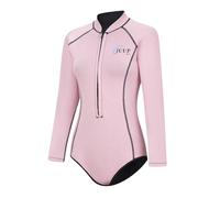 Yruioon Muta da donna in neoprene, 2,5 mm, in neoprene, a maniche lunghe, per immersioni, snorkeling, surf, colore rosa chiaro