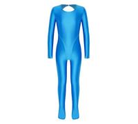 Yruioon Unitard Il Corpo Intero Bambini Unitard Bambine Con I Piedi Body Danza Classica A Maniche Lunghe Per Ragazze Per Prestazioni Latino Blu 5-6 anni