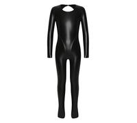 Yruioon Unitard Il Corpo Intero Bambini Unitard Bambine Con I Piedi Body Danza Classica A Maniche Lunghe Per Ragazze Per Prestazioni Latino Nero 9-10 anni