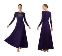 Yruioon Vestiti Chiesa Dama Tuta Corpo Intero Camicia Maniche Lunghe Abito Danza Lirica Maniche Lunghe Abito Adorazione Lode Tuta Ballo