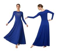 Yruioon Vestiti Chiesa Dama Tuta Corpo Intero Camicia Maniche Lunghe Abito Danza Lirica Maniche Lunghe Abito Adorazione Lode Tuta Ballo
