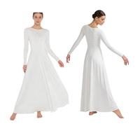 Yruioon Vestiti Chiesa Dama Tuta Corpo Intero Camicia Maniche Lunghe Abito Danza Lirica Maniche Lunghe Abito Adorazione Lode Tuta Ballo