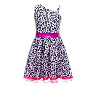 Yruioon Vestito da cowgirl da ragazza, motivo mucca, abito da ballo con una spalla, tutù, vestito da cowboy cowgirl per carnevale, rosa scuro, 98-104 cm