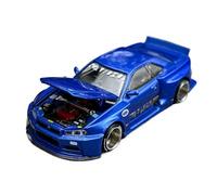 YRXIAO 1:64 Per #158 Nissan GT-R Skyline R34 Modello Di Auto In Lega Con Coperchio Aperto In Scala Decorazione In Metallo Fuso