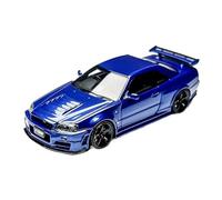 YRXIAO 1:64 Per GT-R R34 Skyline Modello Di Auto In Resina Collezione Ornamenti Per La Casa Souvenir Decorativi(Blue)