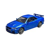 YRXIAO 1:64 Per Nismo R34 GT-R Z-tune FuelFest Blue Classic Veicolo Giocattolo Da Collezione In Esposizione Statica