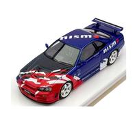 YRXIAO Ornamenti Decorativi Statici Per Esposizione In Resina Modello Auto Nissan GT-R R34 NISMO R-tune Blu E Rosso 1:43