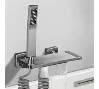 YRYRHX Miscelatore Doccia per Vasca da Bagno a Cascata Grigio Miscelatore monocomando soffione Doccia e Set di Tubi Flessibili per rubinetti da Vasca-A Household faucets