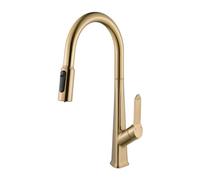 YRYRHX Rubinetto da Cucina Estraibile a 3 Vie Miscelatore da Cucina monocomando Oro Spazzolato Bocca a Collo di Cigno Rubinetto da Cucina per Acqua Potabile a 3 Vie Rubinetto per lavello da Cucina 3