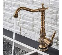 YRYRYW Antique Brass Basin Faucet Carved Pattern Vessel Sink Tap Long Nose Deck Mount Bathroom Mixer Taps Single Handle Household faucets
