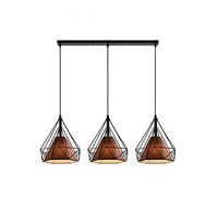 YRYRYW Bar con banco di Latte tè Soggiorno Commerciale Sala da Pranzo Lampada da Pranzo, E27 Tre Teste lampadario, lampadario in Stile in Stile Europeo Bruno 3 Marrone 3 Piatti Dritti Household