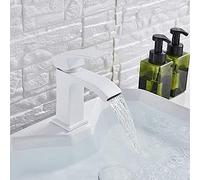 YRYRYW Basin Faucet Deck Mounted Basin Bathroom Sink Faucet Single Handle Hole Crane Cold Hot Water Mixer Tap-Matte Black,White Household faucets