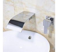 YRYRYW Basin Faucets Luxury Two Holes Wall Mounted Waterfall Tap Bathroom Hot And Cold Mixer Taps-Brushed Nickel,Chrome A Household faucets