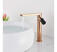 YRYRYW Basin Mixer Faucet Bathroom Countertop Cold Hot Water Faucet Single Handle Brass Lavatory Vessel Sink Tap Basin Tap-Matte Black,Rose Gold Household faucets