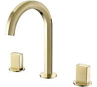 YRYRYW Bathroom Basin Faucet Dual Handle Three Holes Widespread Brass Deck Mounted Cold And Hot Water Mixer Tap-Black,Gold Household faucets