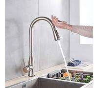 YRYRYW Brushed Nickel Kitchen Sensor Faucet Stream Spray Modes Pull out Spout 360 Rotation Swivel Hot Cold Mixer Crane Tap Household faucets