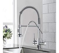 YRYRYW Chrome Water Filter Taps Kitchen Faucets Dual Handle Deck Mounted Mixer Tap 360 Degree Rotation Water Purification Feature Crane Household faucets