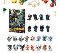 YRYRYW Conto alla rovescia del Drago di Natale - Calendari Carini con Figure di Draghi Piatti | Figure in Acrilico da 24 Giorni, Ornamento Giocattolo per Le Vacanze, Albero da Parete, Aula, Ragazza,