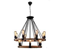 YRYRYW Corda di Canapa Industriale Durante Le luci a 6 luci a 6 luci rustiche lampadario a soffitto a Ruota del vagone Rotondo con Corda per Il Magazzino Bar Home Home Home Gust Corda di Canapa 8 più