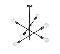 YRYRYW Designer Americano Geometric Lines lampadario, e27 lampadario Personale Creativo, Soggiorno Sala da Pranzo Camera da Letto-Nero. 6 Testa Household faucets