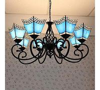 YRYRYW E27 American Retro Chandelier,Nordic Mediterranean Pastoral Personality Chandelier,Dining Room Corridor Living Room Bedroom-Blue 8 Head Household faucets