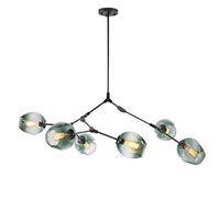 YRYRYW E27 Base Semi Flush Monte Durante la Luce molecolare lampadario in Vetro Luce a soffitto Industriale per Sala da Pranzo Soggiorno Camera da Letto Cucina-Gradiente Blu Nero 6 Testa Household