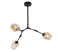 YRYRYW E27 Base Semi Flush Monte Durante la Luce molecolare lampadario in Vetro Luce a soffitto Industriale per Sala da Pranzo Camera da Letto Cucina da Letto per la Cucina-Amera Black 3 Testa