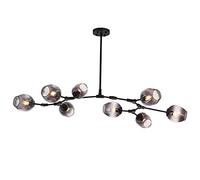 YRYRYW E27 Base Semi Flush Monte Durante la Luce molecolare lampadario in Vetro Luce a soffitto Industriale per Sala da Pranzo Soggiorno Camera da Letto da Cucina Fumio Grigio paralamode Nero 8 Testa