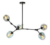 YRYRYW E27 Base Semi Flush Monte Durante la Luce molecolare lampadario in Vetro Luce a soffitto Industriale per Sala da Pranzo Soggiorno Camera da Letto Cucina-Gradiente Blu Nero 5 Testa Household