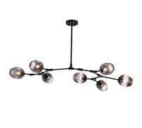 YRYRYW E27 Base Semi Flush Monte Durante la Luce molecolare lampadario in Vetro Luce a soffitto Industriale per Sala da Pranzo Soggiorno Camera da Letto da Cucina Fumio Grigio paralamode Nero 7 Testa