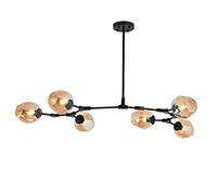 YRYRYW E27 Base Semi Flush Monte Durante la Luce molecolare lampadario in Vetro Luce del soffitto Industriale per Sala da Pranzo Camera da Letto Cucina da Letto per la Cucina-amerrello Nero 6 Testa