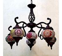 YRYRYW E27 Romantico Turkish Liu Li Light Luxury Single lampadario, per Clubhouse Café Western Restaurant, Classical Mosaic Classelier-Bronze 6ｃ Household faucets