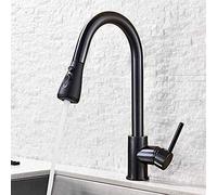 YRYRYW Faucet Black And Brushed Nickel Kitchen Sink Faucet Spray Outlet Pull-Down Kitchen Mixer with Hot And Cold Water Taps Installed On The Deck Household faucets