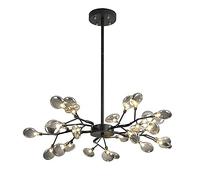 YRYRYW G4 Nordic Fireflies lampadario, Nero Durante Il Ramo della Luce Altezza Regolabile Altezza Regolabile Lampada Industriale Vintage per la Cucina Illuminazione da Pranzo Neri e fumi Grigio Vetro